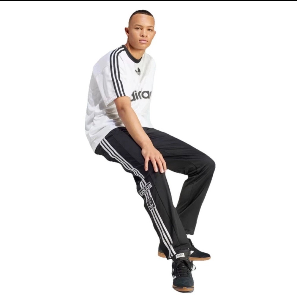 COPY - Adidas Originals AdiBreak Pants Mens Snap Button Side Black White IM8219…
